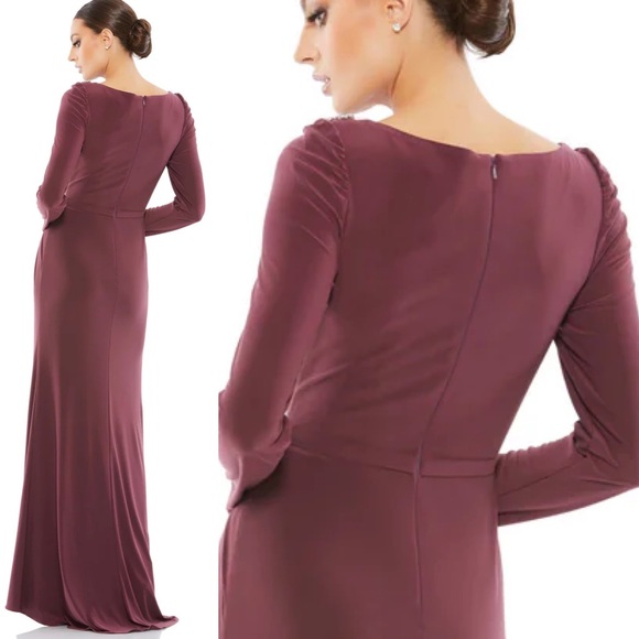 IEENA Mac Duggal Mauve Jersey Gown dress Embellished size 16 - Picture 5 of 9